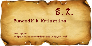 Buncsák Krisztina névjegykártya